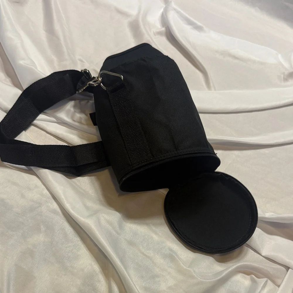 Black Portable Bottle Carrier with Adjustable Strap